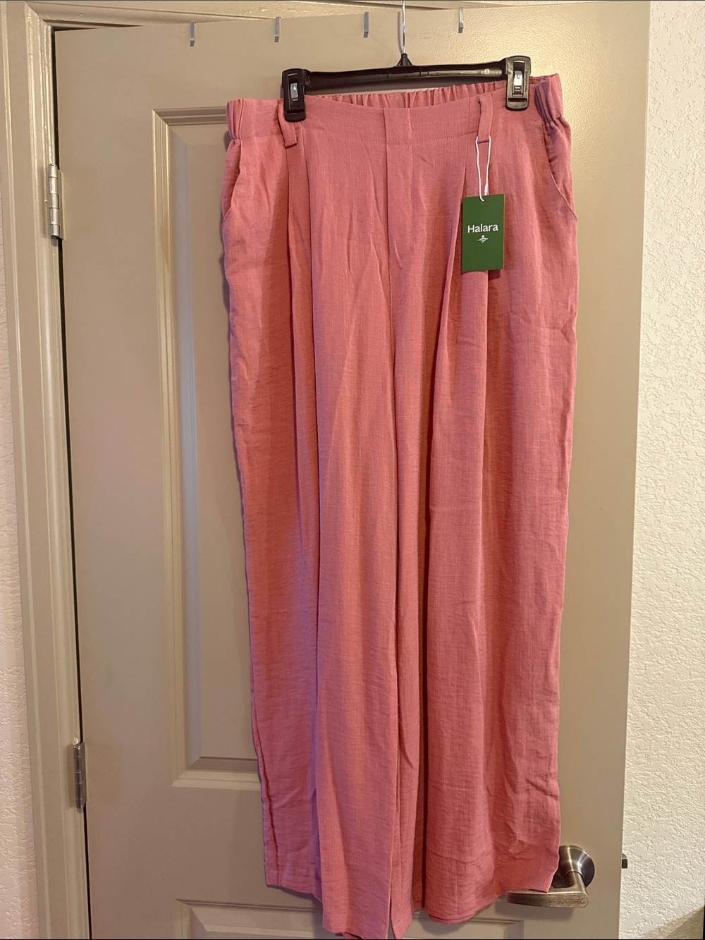HALARA Dusty Rose Wide-Leg Pull-On Pants